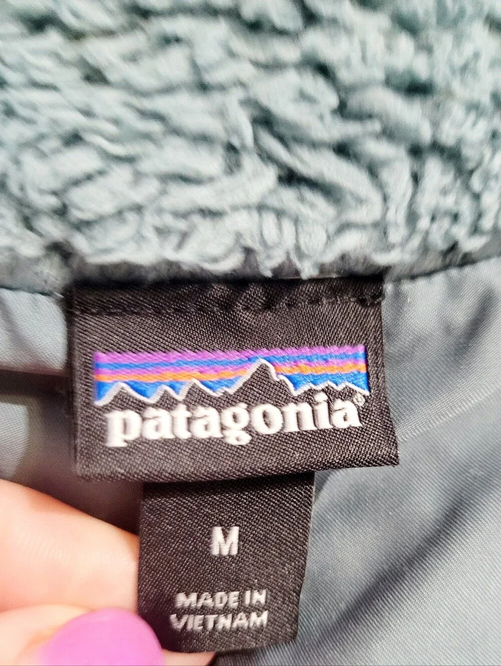 Patagonia Women Los Gatos Fleece Outdoor Vest Dusty Blue Medium Full Zip Sherpa